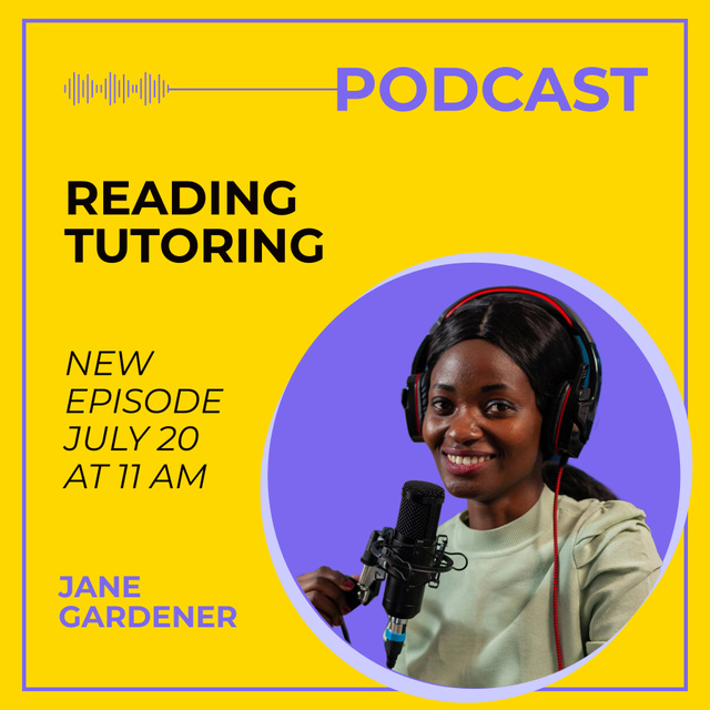 Ontwerpsjabloon van Podcast Cover van Reading And Tutoring Topic In Audio Show Episode