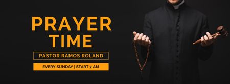 Hammer and Cross in Priest's Hands Facebook cover Design Template