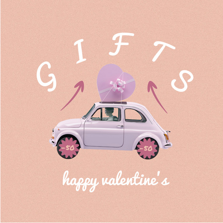 Designvorlage Car delivering Gift on Valentine's Day für Instagram