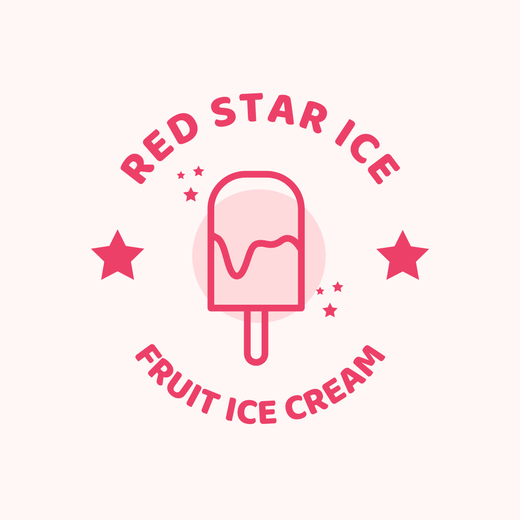 Sweet Shop Ad with Yummy Ice Cream in Pink Logo Design Template