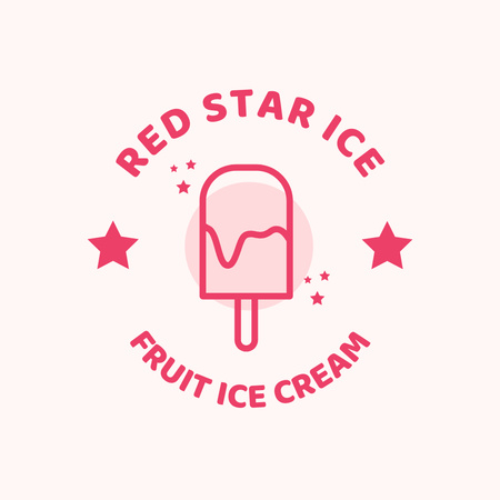 Sweet Shop Ad with Yummy Ice Cream in Pink Logo Design Template