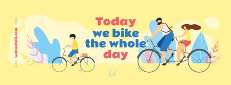 Family riding bikes in city Facebook cover Design Template