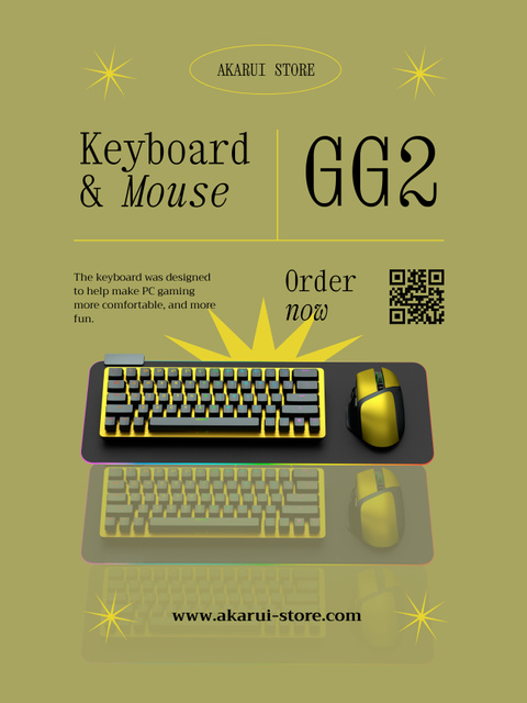 Gaming Gear Ad with Modern Keyboard Poster US Design Template