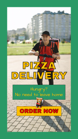 Hot Pizza Delivery Service With Scooter TikTok Video Design Template