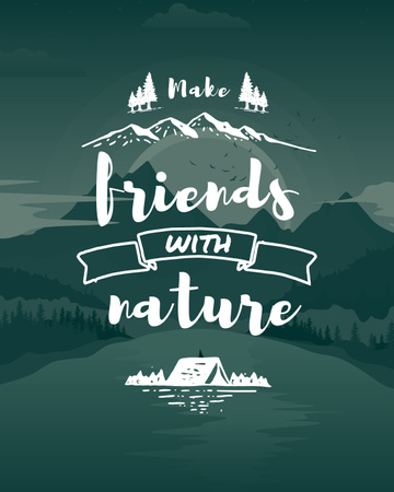 Phrase about Nature with Mountains Poster 16x20in Design Template