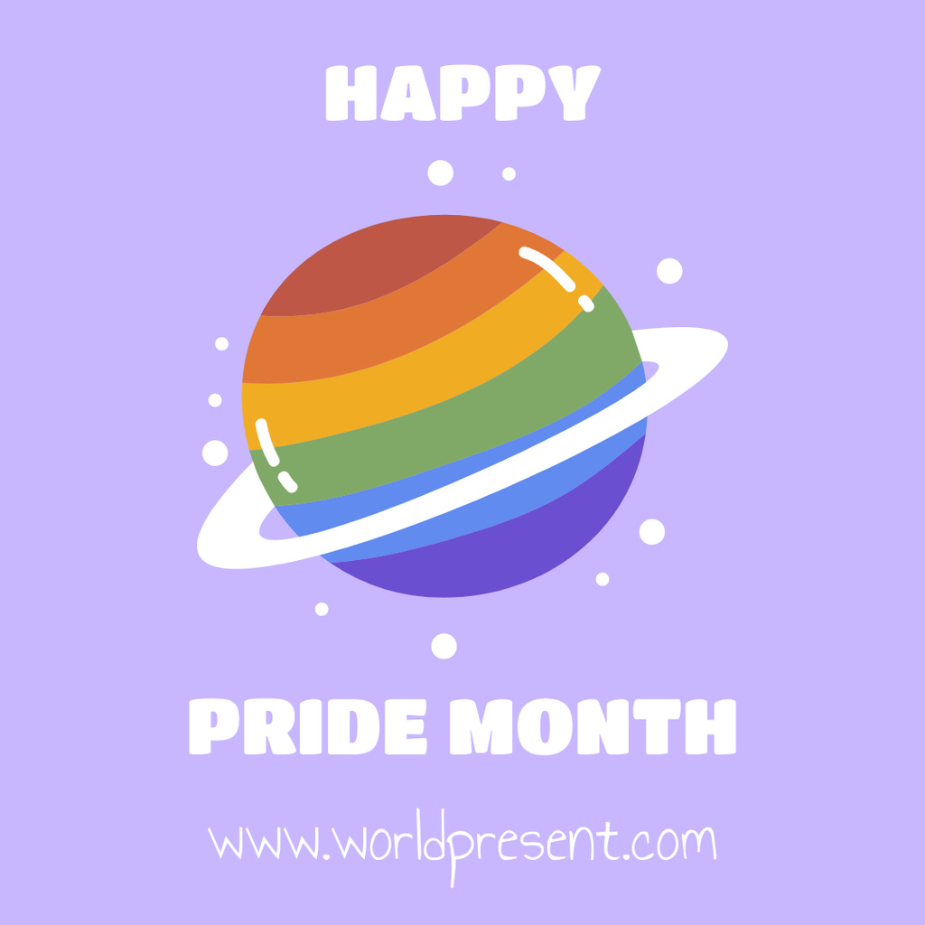 Modèle de visuel Happy Pride Month Greeting on Violet - Instagram