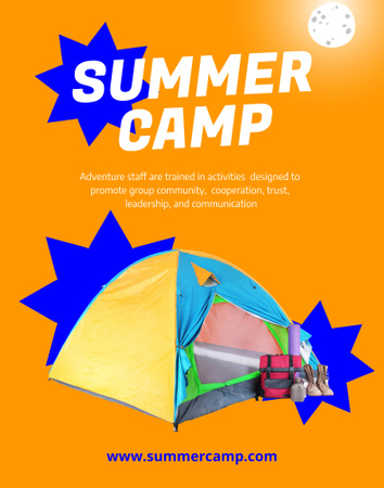 Ontwerpsjabloon van Poster 22x28in van Ad of Summer Camp with Yellow Tent
