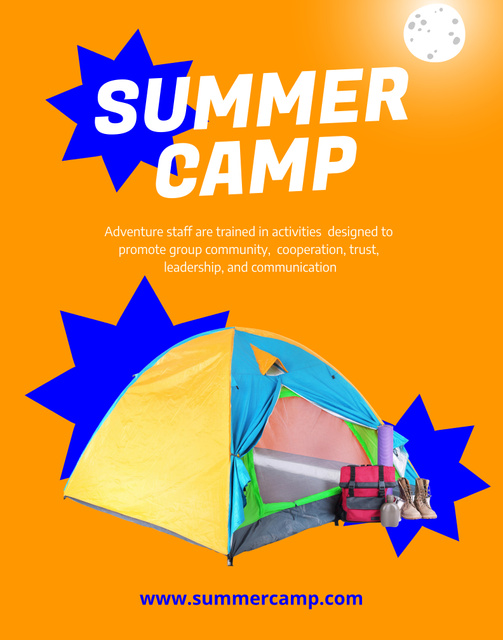 Ad of Summer Camp with Yellow Tent Poster 22x28inデザインテンプレート