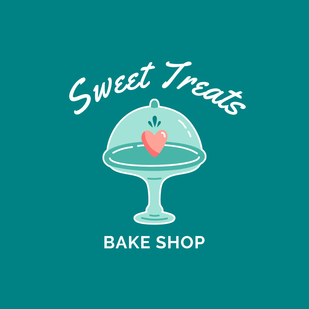 Bakery Ad with Pink Heart Logo Πρότυπο σχεδίασης
