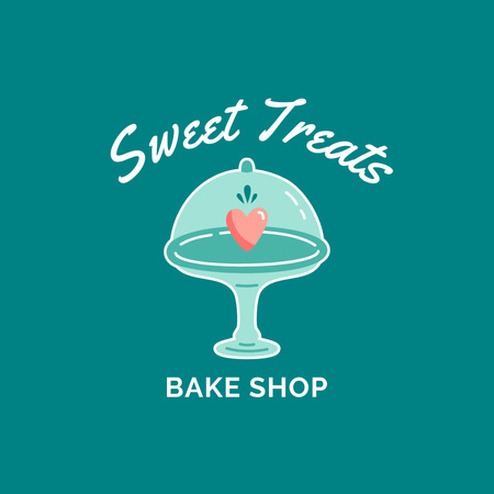 Bakery Ad with Pink Heart Logo Design Template