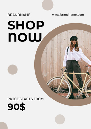 Remarkable Bicycle Price Offer In Beige Poster Design Template