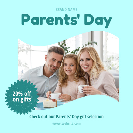 Happy Family in Cafe Instagram Design Template
