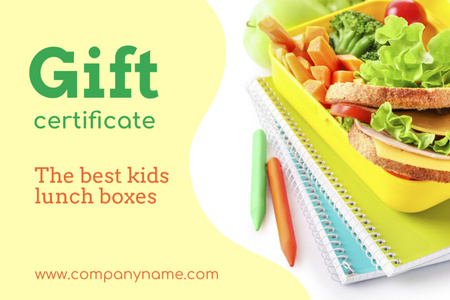 School Food Ad Gift Certificate tervezősablon