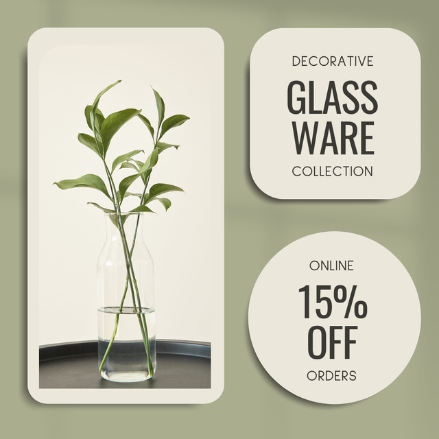 Offer of Decorative Glassware with Discount Instagram AD Design Template