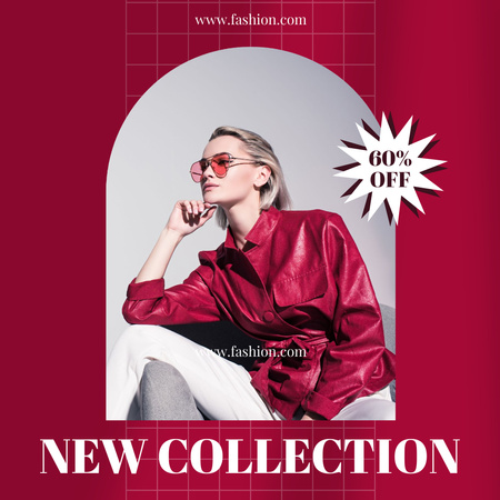 New Collection Sale Announcement with Attractive Blonde Instagram Design Template
