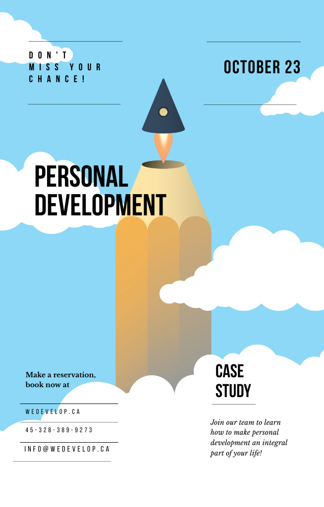 Pencil Tip Launching In Sky And Personal Development Event Invitation 4.6x7.2in tervezősablon