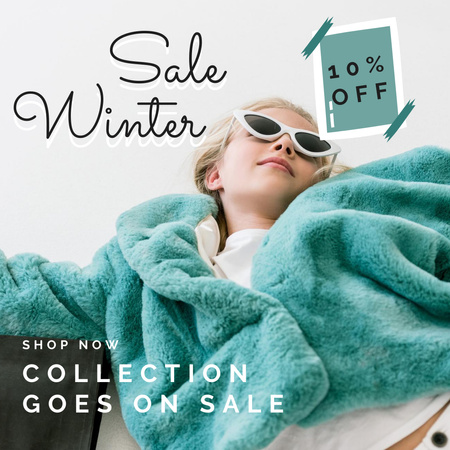 Winter Sale Announcement with a Fashion Girl Instagram Design Template