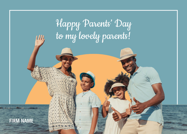 African American Family Celebrating Parent's Day Together Postcard 5x7in – шаблон для дизайна