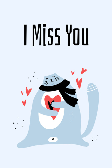 Love You and Miss You Postcard 4x6in Vertical Design Template
