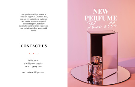 Luxurious Perfume Ad in Pink Brochure 11x17in Bi-fold Design Template