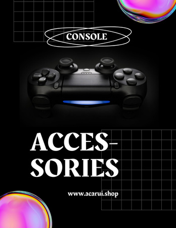 Gaming Gear Ad with Joystick Poster 8.5x11in Design Template