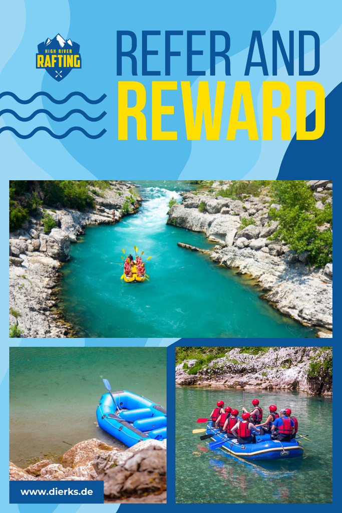 Rafting Tour Invitation with People in Boat Pinterest Design Template