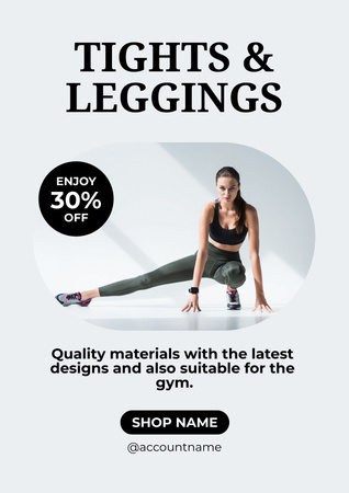 Oferta de desconto em meias-calças e leggings fitness Poster Modelo de Design