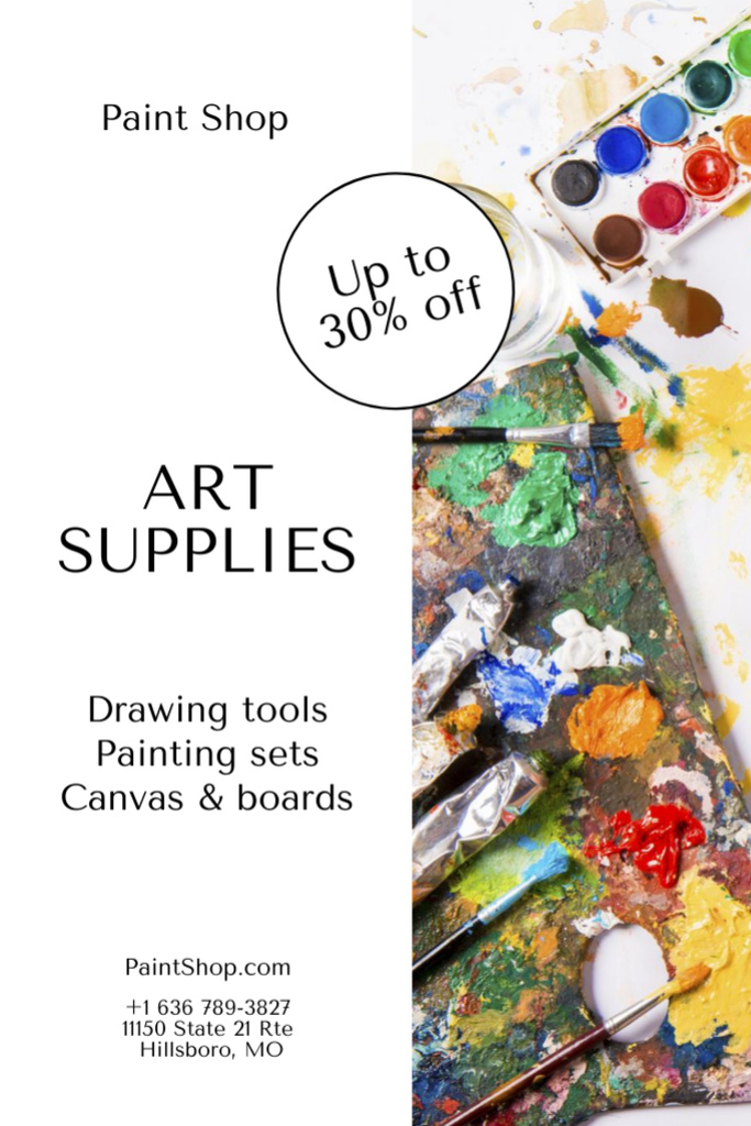 Captivating Art Supplies Sale Offer Flyer 4x6in – шаблон для дизайну