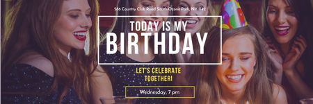 Platilla de diseño Birthday Invitation Girl Blowing Candles on Cake Twitter