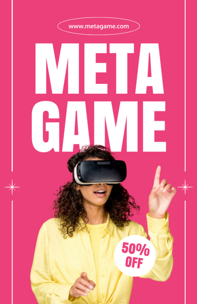 Woman Playing Game in Metaverse Flyer 5.5x8.5in Design Template