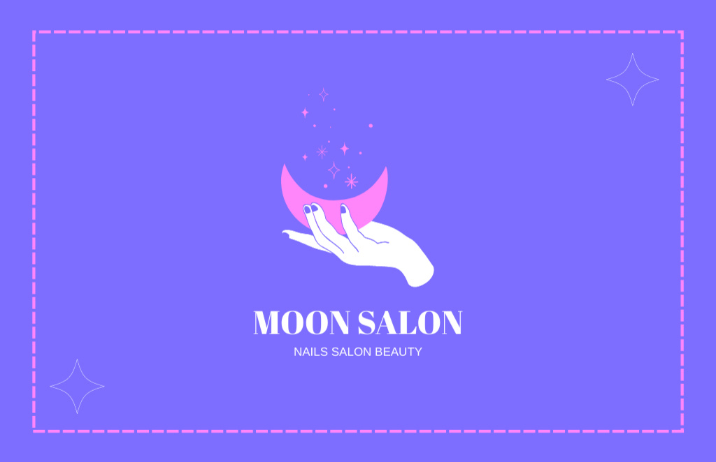Manicure in Beauty Salon Offer with Moon in Hand Business Card 85x55mm Πρότυπο σχεδίασης