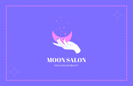 Designvorlage Maniküre im Schönheitssalon-Angebot mit Mond in der Hand für Business Card 85x55mm