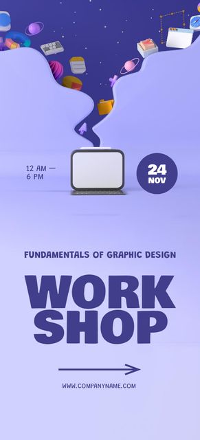 Fundamental Cource of Graphic Design Flyer 3.75x8.25in Tasarım Şablonu