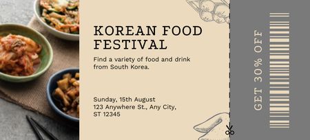 Ontwerpsjabloon van Coupon 3.75x8.25in van Koreaans voedselfestival