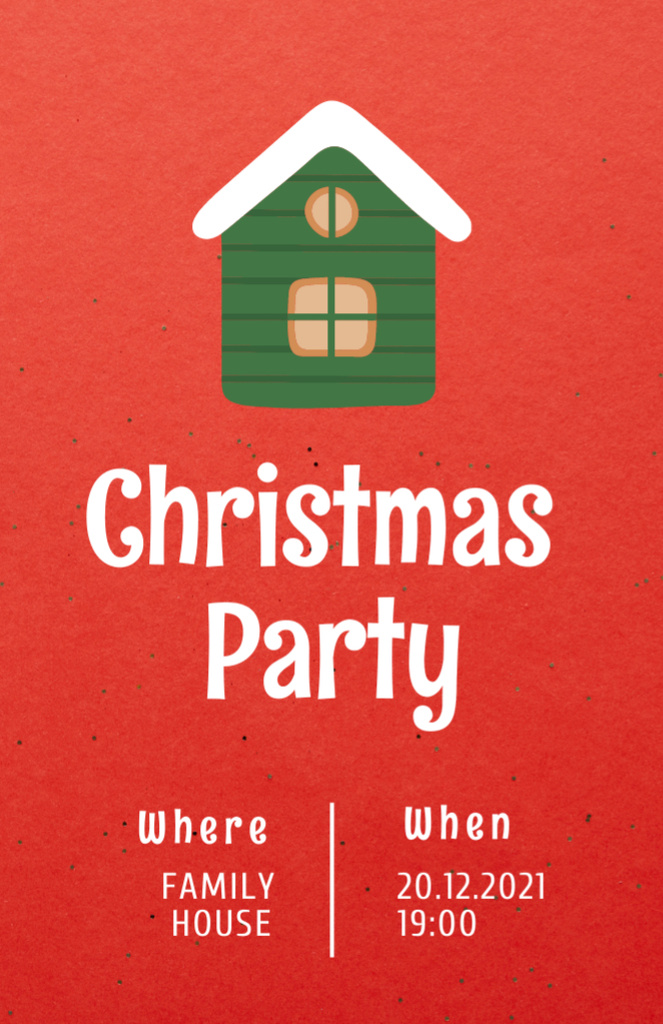 Ontwerpsjabloon van Invitation 5.5x8.5in van Fantastic Christmas Party Announcement With House