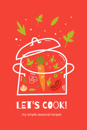 Plantilla de diseño de anuncio de receta con sopa de verduras en la cacerola Pinterest 