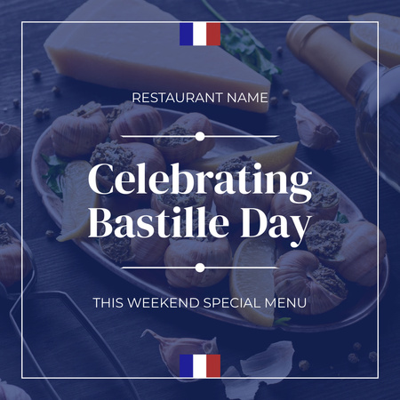 Bastille Day Menu Discount Instagram tervezősablon