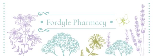 Artistic Pharmacy Ad with Natural Herbs Sketches Facebook cover Tasarım Şablonu