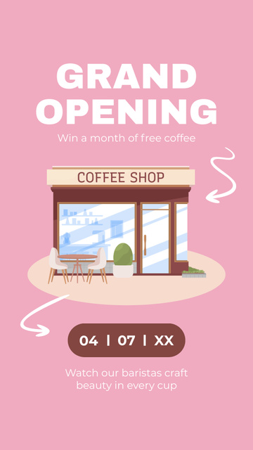 Ontwerpsjabloon van Instagram Story van Amazing Coffee Shop Opening In July