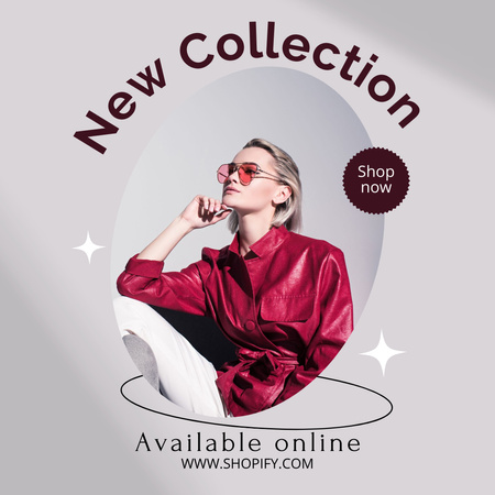 Female Fashion Clothes with Woman in Sunglasses Instagram AD Design Template