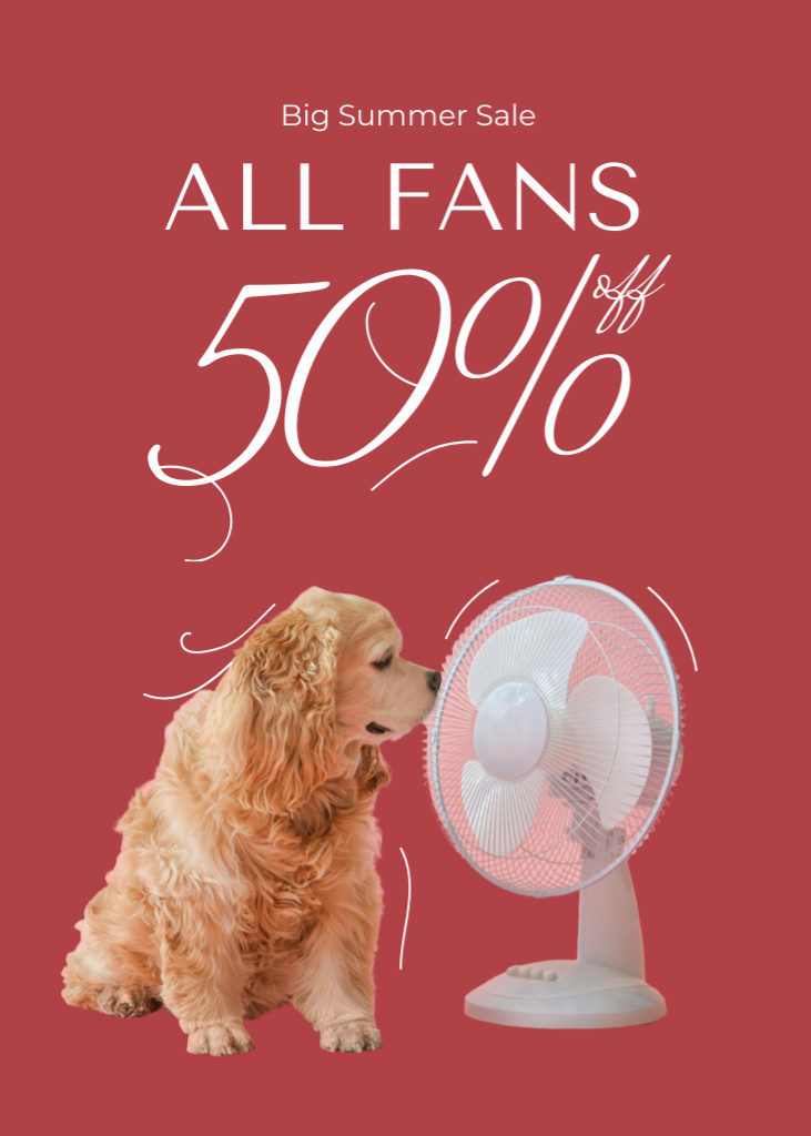 Plantilla de diseño de Fans Sale Offer with Cute Dog Flayer 