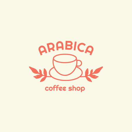 Coffee Shop Emblem with Cup and Plants Logo 1080x1080px Design Template
