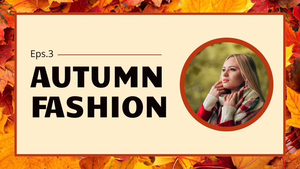 Young Woman in Stylish Autumn Outfit Youtube Thumbnail Design Template