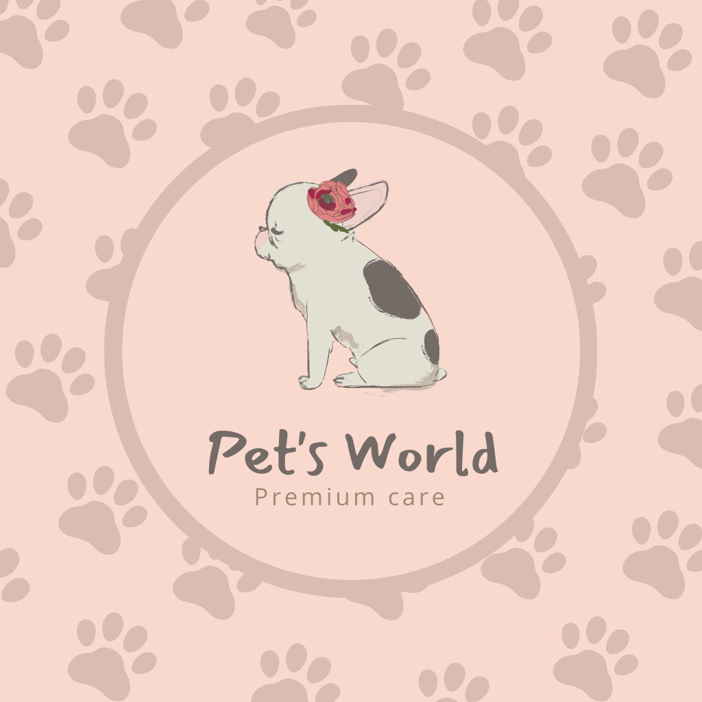 Emblem of Pet Shop on Baby Pink Logoデザインテンプレート