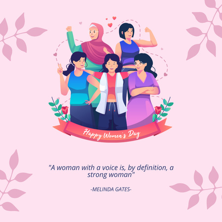 Lause "Woman with Voice" kansainvälisenä naistenpäivänä Instagram Design Template