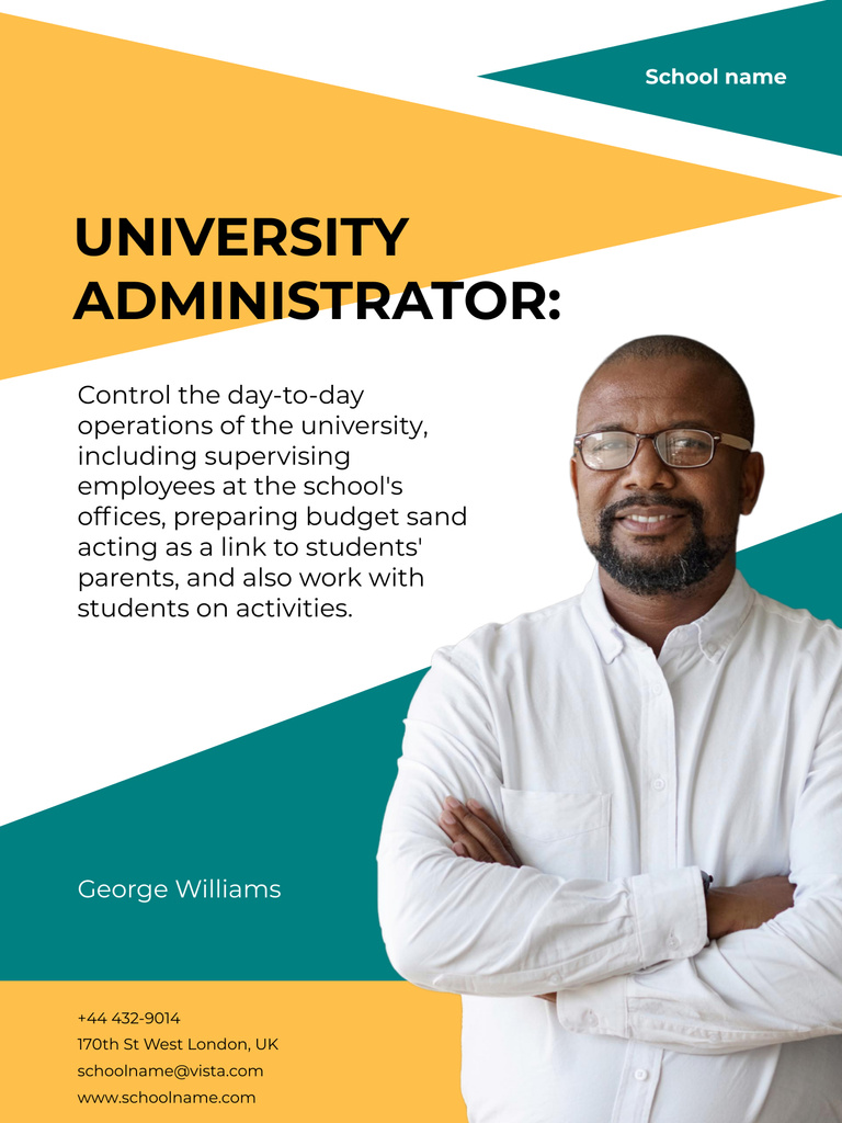 University Administrator Services Offer with Text Poster US Design Template