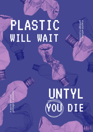 Eco Lifestyle Motivation with Plastic Bottles Illustration Poster Tasarım Şablonu