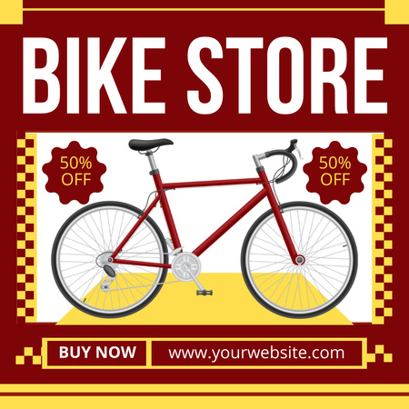 Pyöräkaupan parhaat tarjoukset punaisella Instagram AD Design Template