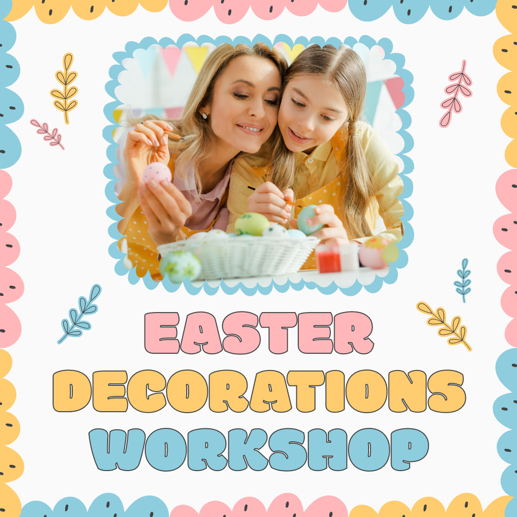 Easter Decorations Workshop Announcement Instagram Modelo de Design
