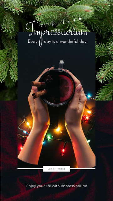 Designvorlage Hand holding cup with Mulled Wine für Instagram Video Story